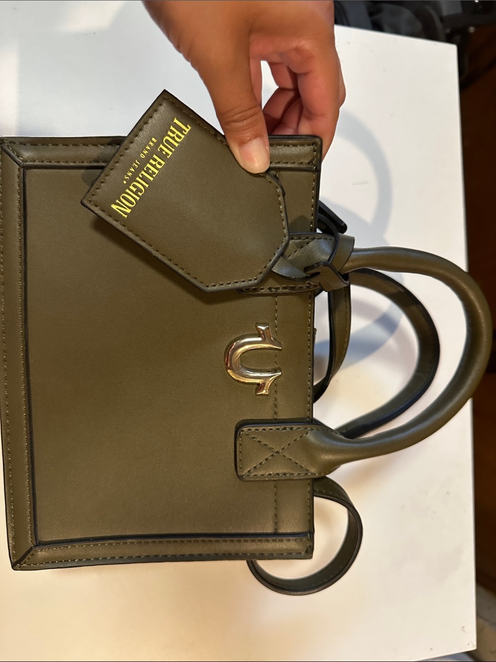 True Religion Olive Green Mini Top-Handle Tote